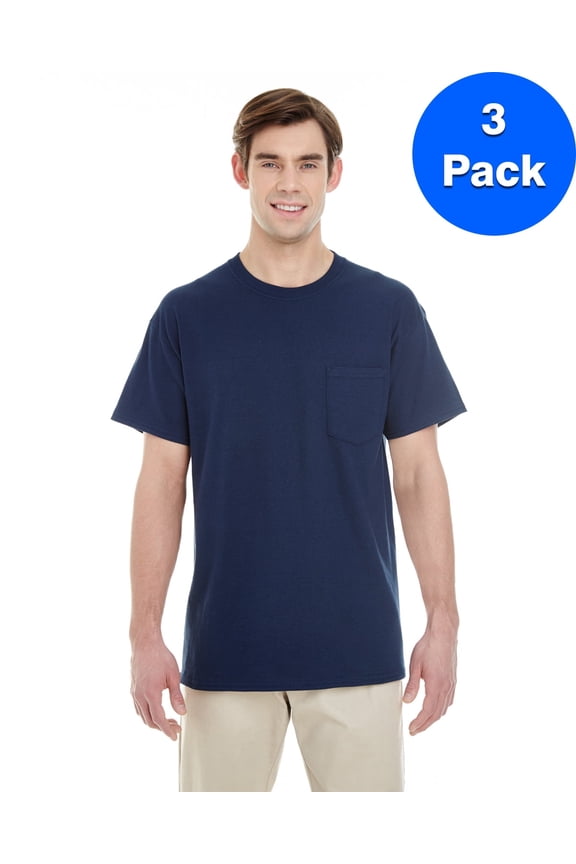 Mens Heavy Cotton T-Shirt with a Pocket 3 Pack