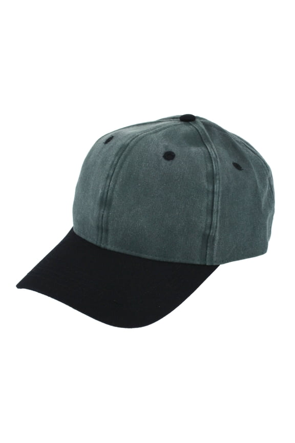 Mens Heavy Cotton Twill Stone Washed Baseball Cap Black Green