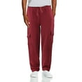 thumbnail image 1 of Mens Heavy Fleece Cotton Blend Casual Plain Athletic Gym Sport Cargo Sweatpants (Burgundy, M), 1 of 2