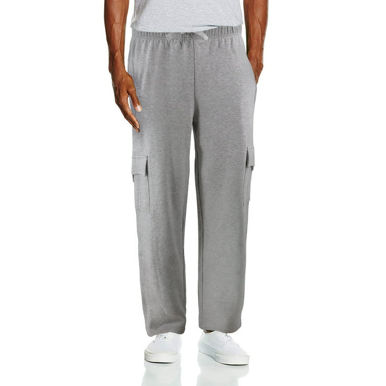 Mens Heavy Fleece Cotton Blend Casual Plain Athletic Gym Sport Cargo  Sweatpants (Light Grey, 3XL) 