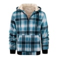 thumbnail image 1 of Mens Heavy Thick Hoodie Sherpa Lined Flannel Jacket Plaid Full Zip Winter Warm Fleece Coat 2025 Trendy Shirt, 1 of 5