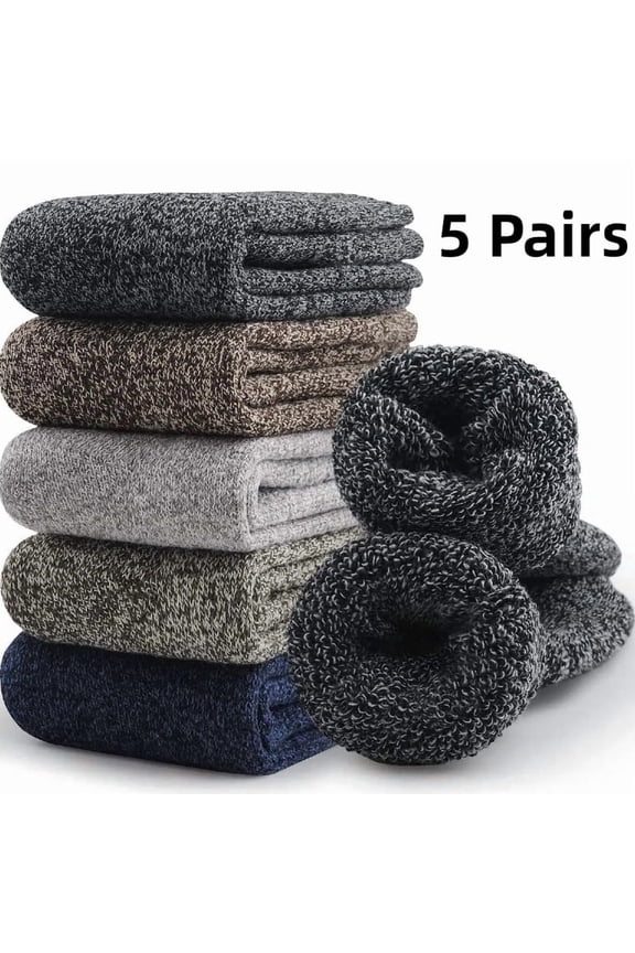 Mens Heavy Thick Wool Socks - Soft Warm Comfort Winter Crew Socks (Pack of 3/5),Multicolor,One Size 7-12