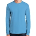 thumbnail image 1 of Mens Heavy-Weight Long Sleeve 100% Cotton Tee Shirt, 2XL Aquatic Blue, 1 of 4