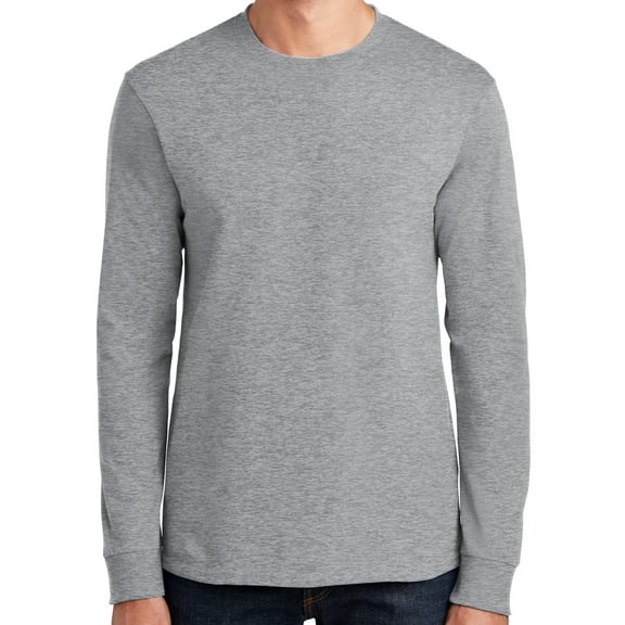 Mens Heavy-Weight Long Sleeve 100% Cotton Tee Shirt, 4XL Athletic Heather Gray (TALL Size)