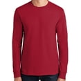thumbnail image 1 of Mens Heavy-Weight Long Sleeve 100% Cotton Tee Shirt, Small Red, 1 of 5