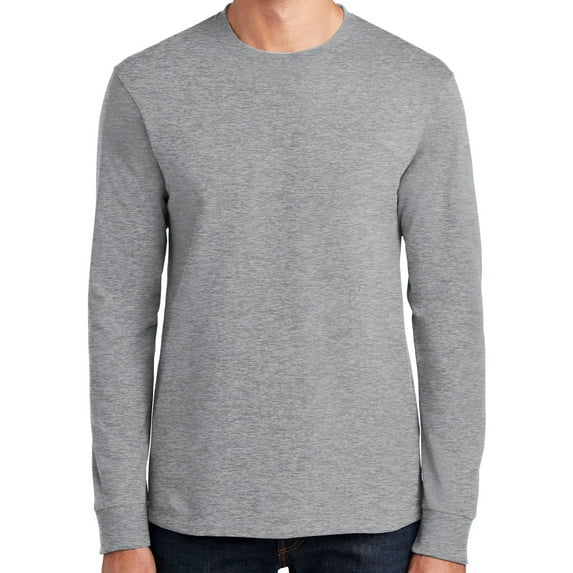 Mens Heavy-Weight Long Sleeve 100% Cotton Tee Shirt, XL Athletic Heather Gray (TALL Size)