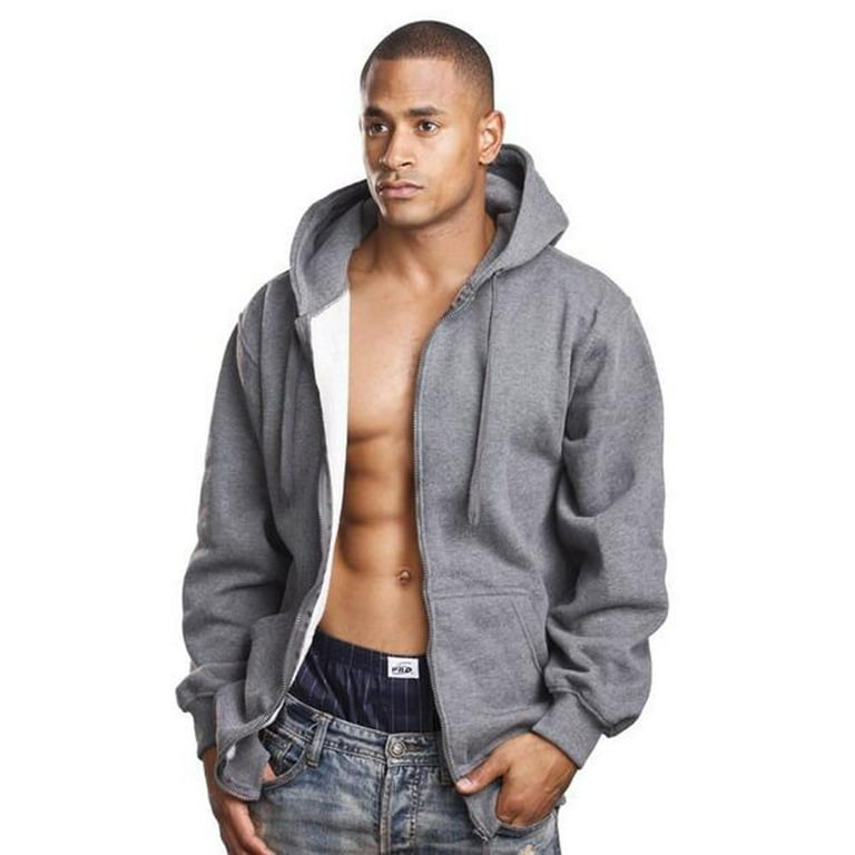 Mens Heavy Weight Zip Down Hoodie,Heather Grey,4XL