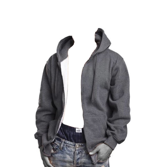 Mens Heavy Weight Zip Down Hoodie,Heather Grey,4XL