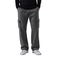 thumbnail image 1 of Mens Heavyweight Fleece Cargo Sweatpants - Baggy&nbsp; Solid Cargo Pants with 4 Pockets Adjustable Drawstring, 1 of 8