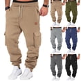 thumbnail image 1 of Mens Heavyweight Cargo Sweatpants Jogger Sweat Pants Elastic Waist Drawstring Joggers Trousers with Pockets, Black, Size L, 1 of 6
