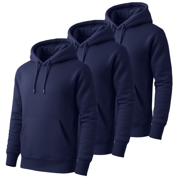 Mens Heavyweight Fleece Lined Pullover Hoodie 3 Pack