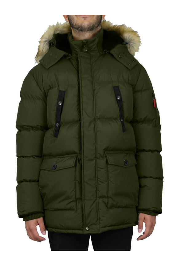 Mens Heavyweight Hooded Long Classic Parka Jacket Coat