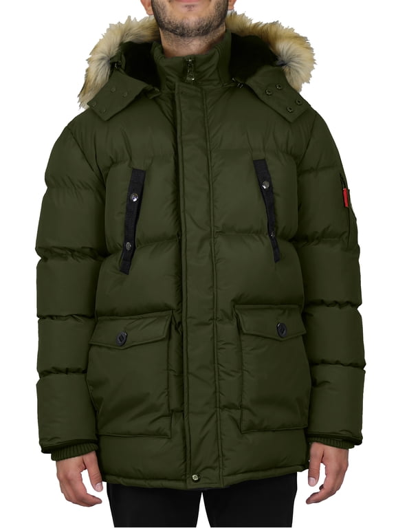 Mens Heavyweight Hooded Long Classic Parka Jacket Coat