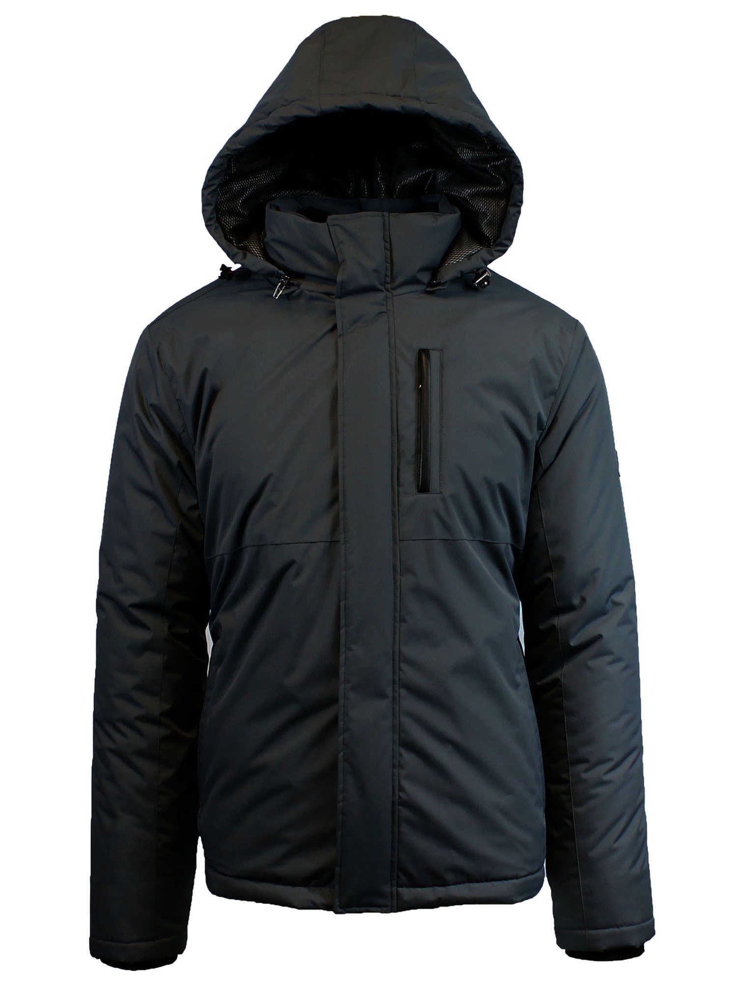 Mens Heavyweight Hooded Parka Jacket With Stripe Trim
