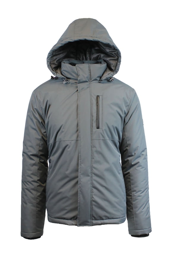 Mens Heavyweight Hooded Parka Jacket With Stripe Trim