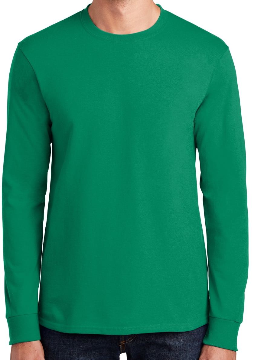 mens-heavyweight-long-sleeve-100-cotton-tee-shirt-xl-kelly-green