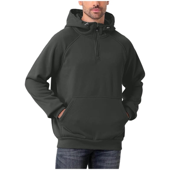 Mens Heavyweight Quarter Zip Hoodie Tactical Fleece Pullover Thick Warm Workout Sweatshirt with Pockets