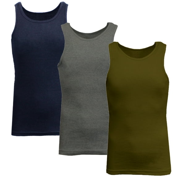 Mens Heavyweight Ribbed Tank Top ( 3-PACK)