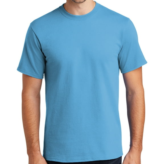 Mens Heavyweight Rugged 100% Cotton Tee Shirt, 2XL Aquatic Blue
