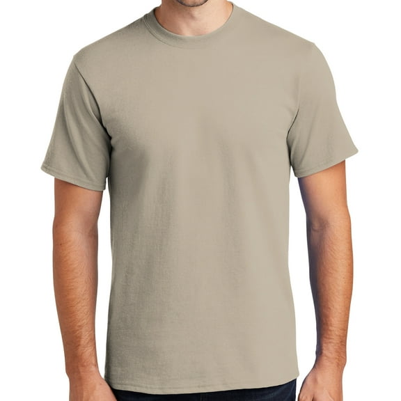 Mens Heavyweight Rugged 100% Cotton Tee Shirt, 3XL Light Sand
