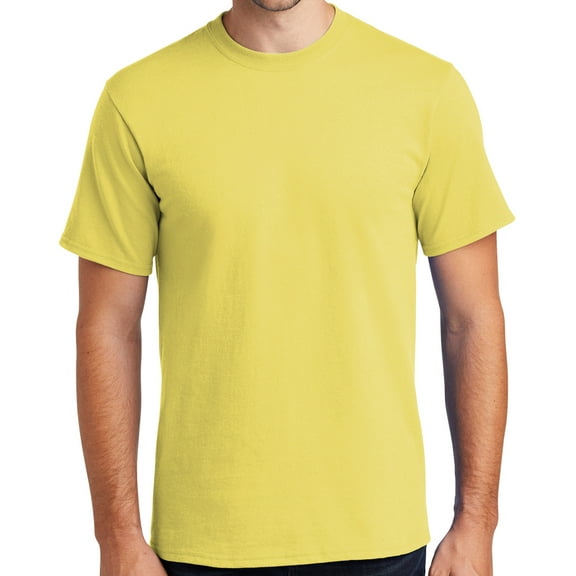 Mens Heavyweight Rugged 100% Cotton Tee Shirt, 4XL Yellow