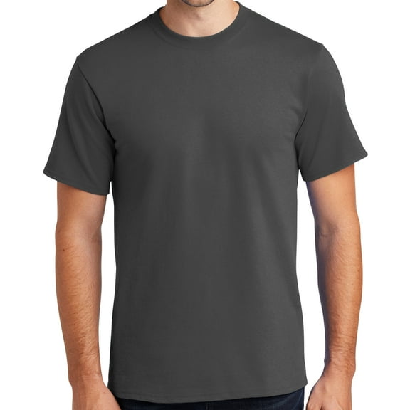 Mens Heavyweight Rugged 100% Cotton Tee Shirt, 5XL Charcoal Gray