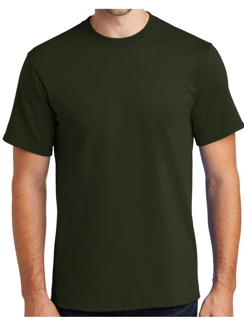 Mens Heavyweight Rugged 100% Cotton Tee Shirt, 6XL Olive Green