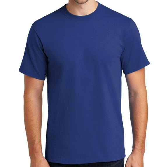 Mens Heavyweight Rugged 100% Cotton Tee Shirt, Large Deep Marine Blue