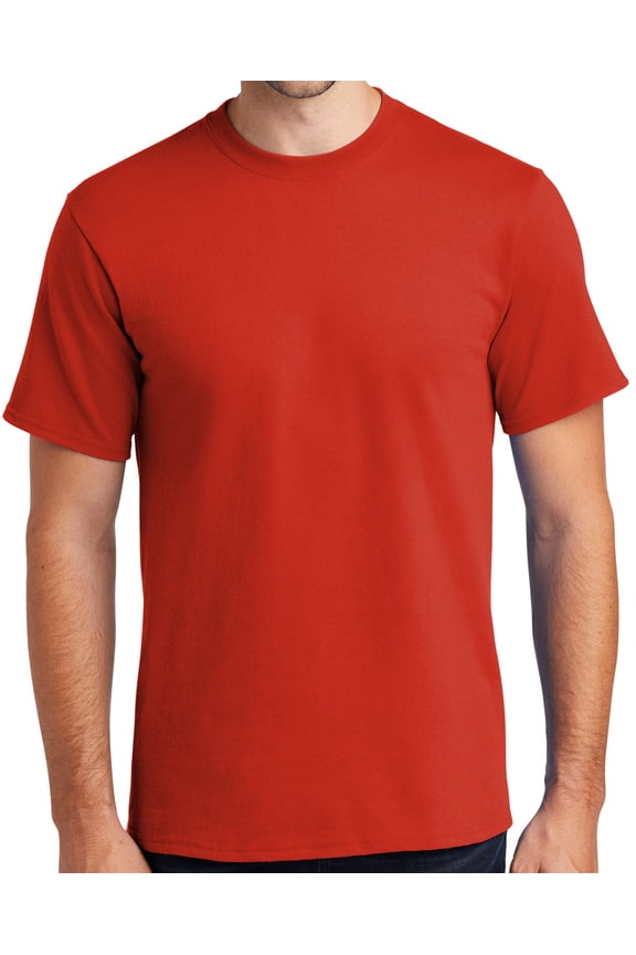 Mens Heavyweight Rugged 100% Cotton Tee Shirt, Large Fiery Red