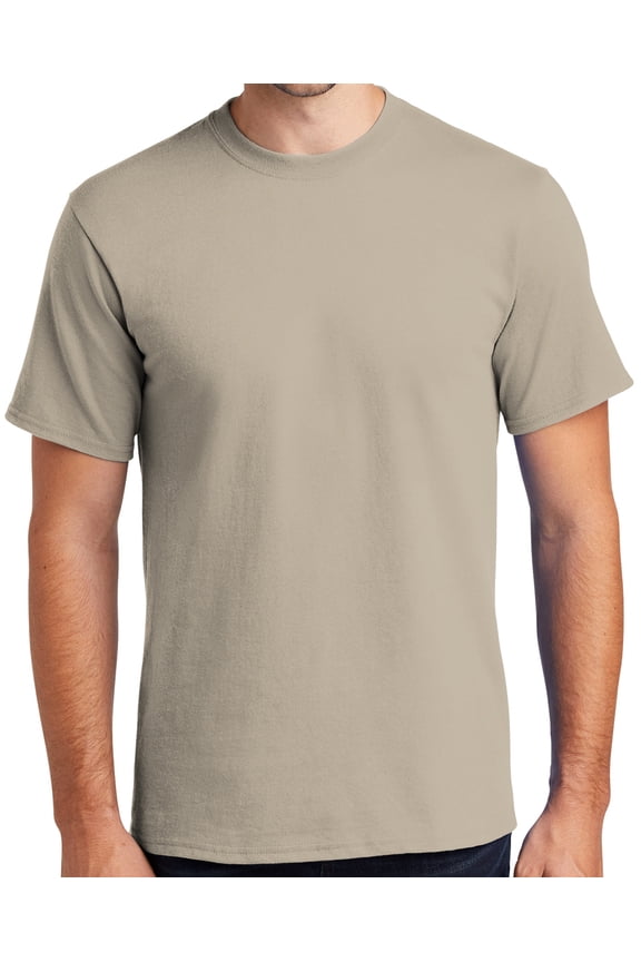 Mens Heavyweight Rugged 100% Cotton Tee Shirt, Large Light Sand