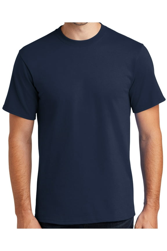 Mens Heavyweight Rugged 100% Cotton Tee Shirt, Large Navy Blue