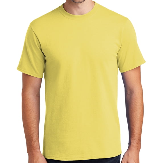 Mens Heavyweight Rugged 100% Cotton Tee Shirt, Large Yellow