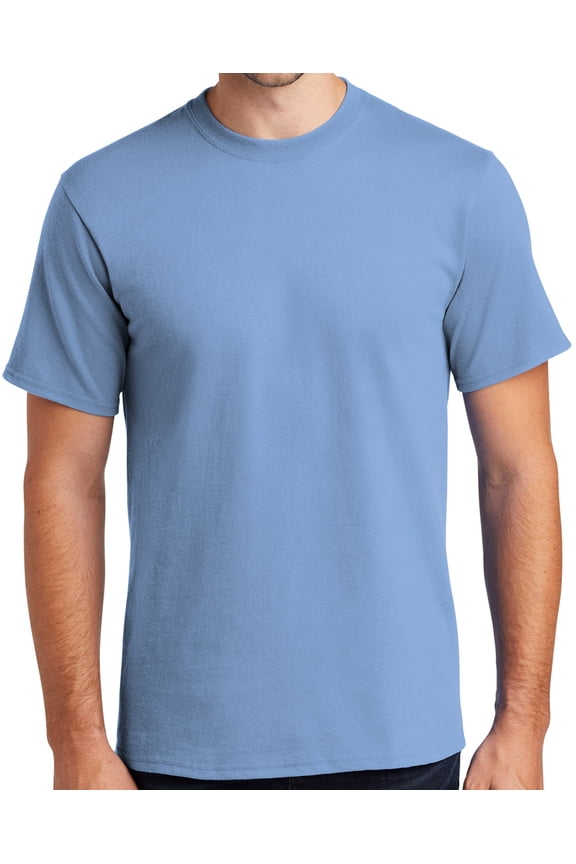 Mens Heavyweight Rugged 100% Cotton Tee Shirt, Medium Light Blue