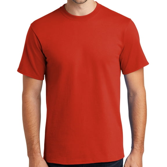 Mens Heavyweight Rugged 100% Cotton Tee Shirt, Small Fiery Red