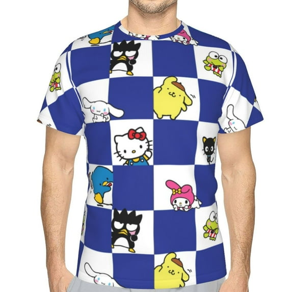 Mens Hello Kitty 3d Print T-Shirt Crewneck Short Sleeve Tee Shirt