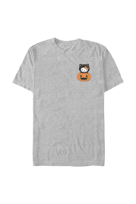 Mens Hello Kitty Halloween Pumpkin and Kitty Pocket T Shirt