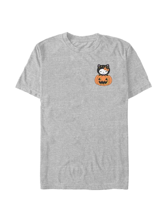 Mens Hello Kitty Halloween Pumpkin and Kitty Pocket T Shirt