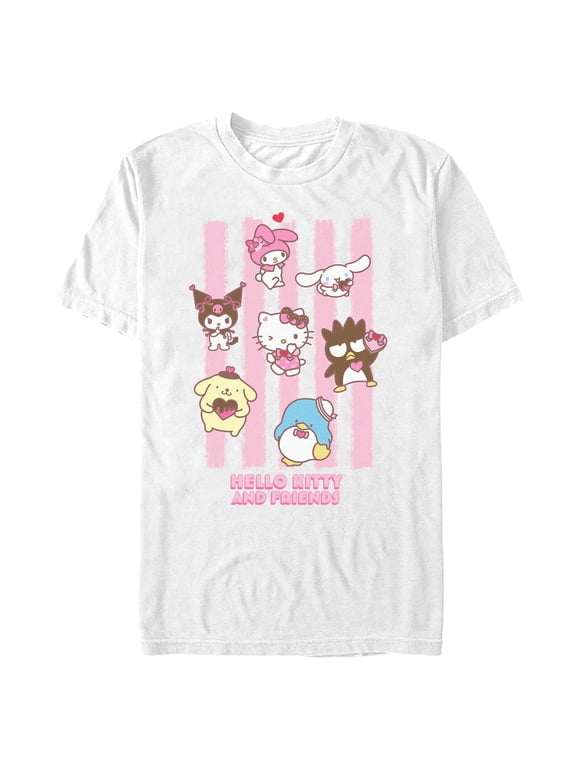 Mens Hello Kitty Stripes and Friends T Shirt