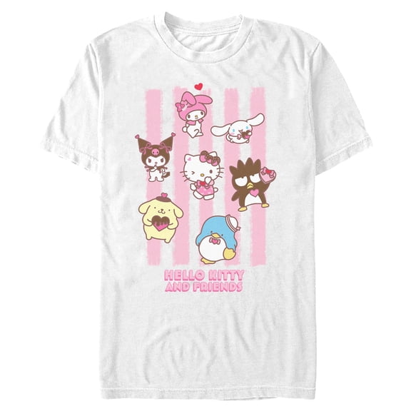 Mens Hello Kitty Stripes and Friends T Shirt