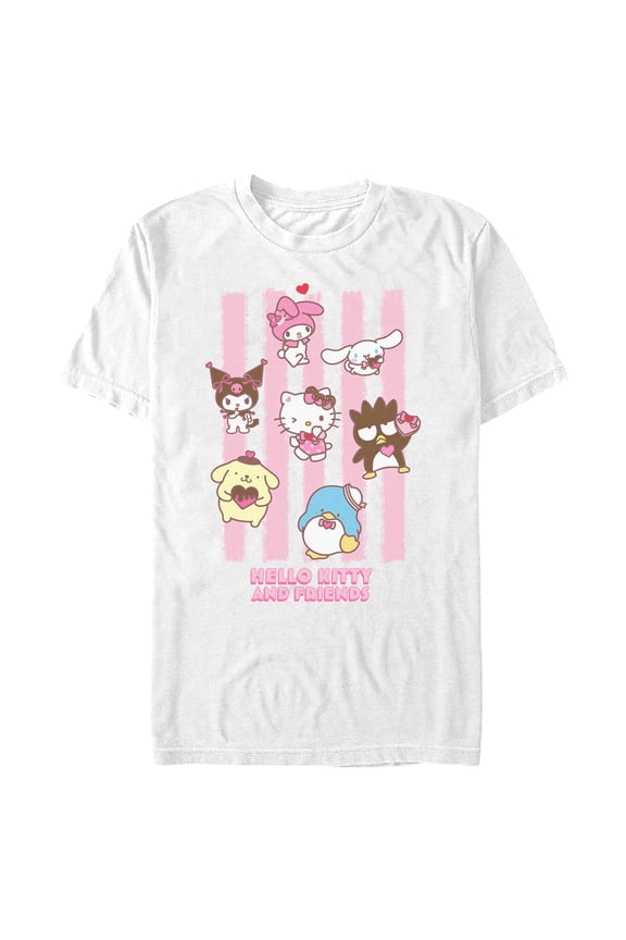 Mens Hello Kitty Stripes and Friends T Shirt