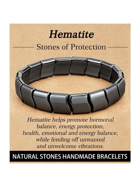Mens Hematite Bracelet Natural Stones Handcrafted Healing Jewelry Boosts Positive Energy Masculine Style Gift for Men