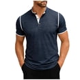 thumbnail image 1 of Mens Henley Button Down Shirt Short Sleeve Business Casual Summer Work T-Shirt Pullover Fathers Gift, 1 of 6