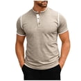 thumbnail image 1 of Mens Henley Button Down Shirt Short Sleeve Business Casual Summer Work T-Shirt Pullover Fathers Gift, 1 of 6