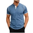 thumbnail image 1 of Mens Henley Button Down Shirt Short Sleeve Business Casual Summer Work T-Shirt Pullover Fathers Gift, 1 of 6