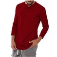 thumbnail image 1 of Mens Henley Long Sleeve Casual Shirts Mens Basic Henley Shirts Casual Premium Slim Fit Henley T-Shirts Lightweight Long Sleeve Plain Cotton Tee Shirts Stretchy Comfy Classic Collarless T-Shirts, 1 of 5
