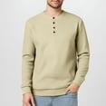 thumbnail image 1 of Mens Henley Long Sleeve Shirts Waffle Button Casual Basic Lightweight Tops Beige XL, 1 of 8