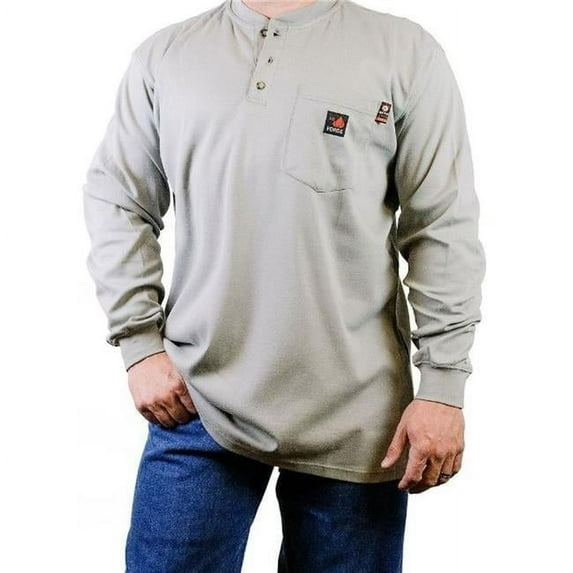 Mens Henley Shirt, Grey - LT