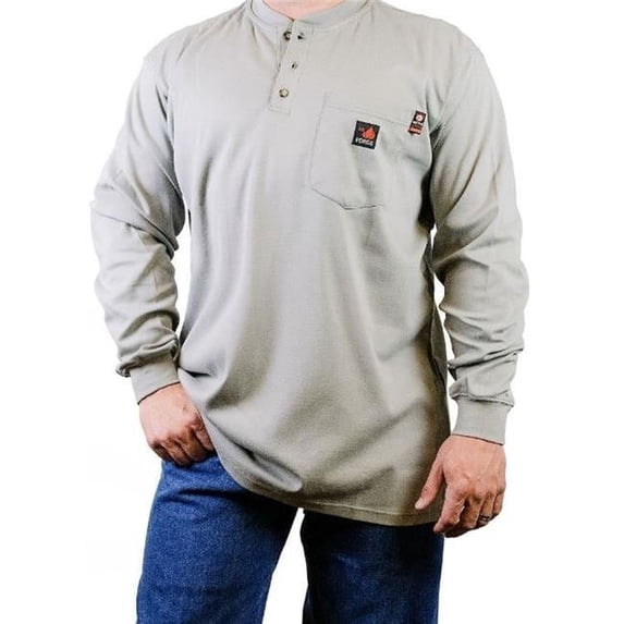 Mens Henley Shirt, Grey - Medium
