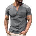 thumbnail image 1 of Mens Henley Shirt Short Sleeve Basic Button-Down T-Shirt with Pockets Solid Color Henley Shirt, 1 of 8