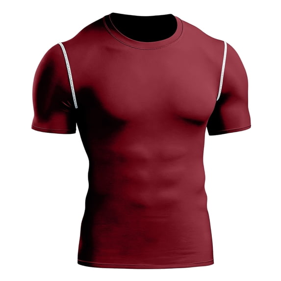 Mens Athletic Compression Base Layer Short Sleeve T-Shirts Muscle Fit Workout Shirts Quick Dry Performance Crew Neck Lightweight Breathable Training Tee for Bodybuilding